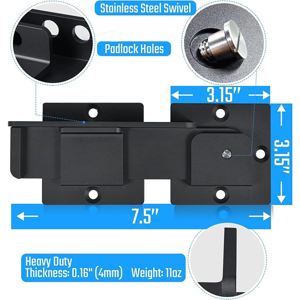 7.5" Flip Gate Latch Lock with Padlock Holes view 3