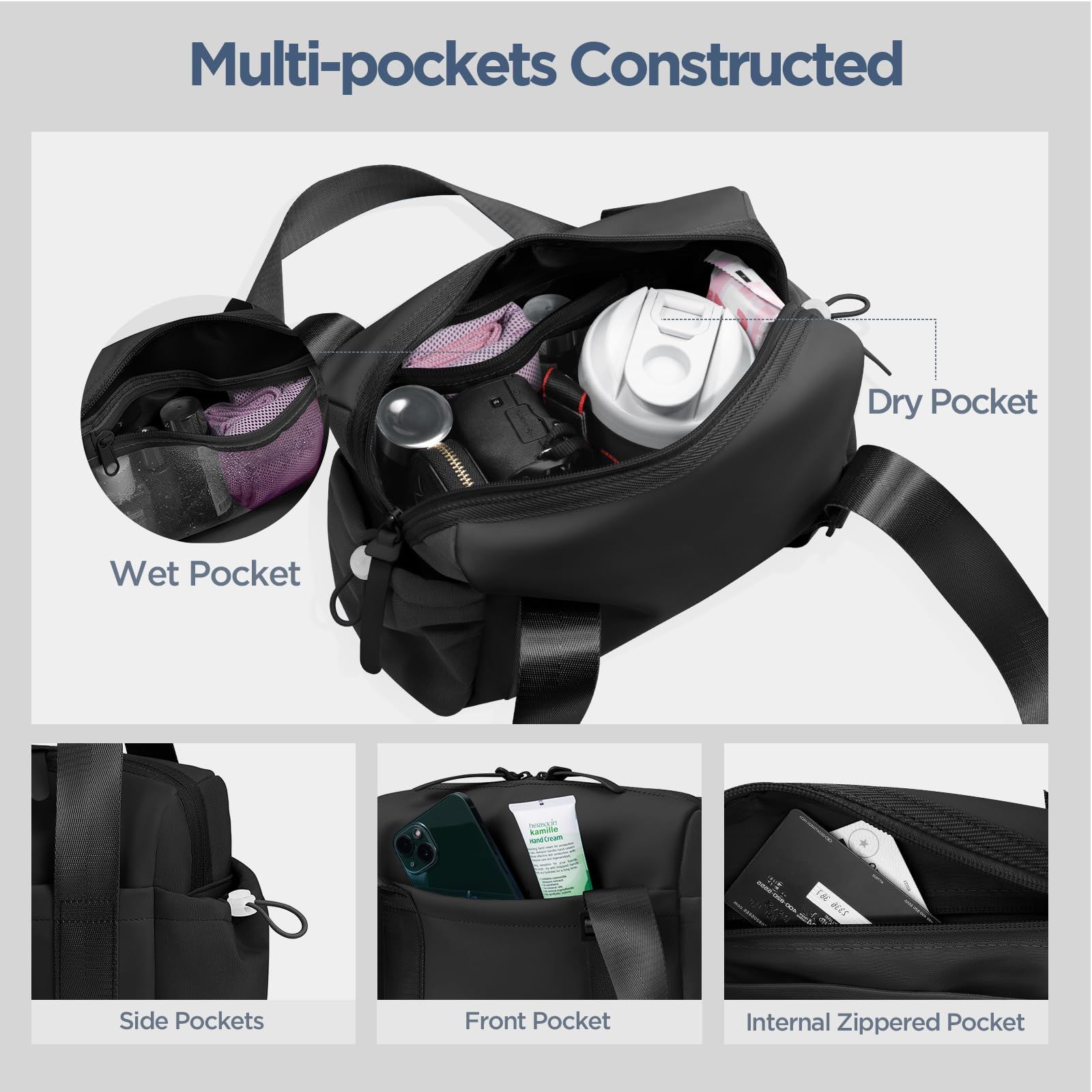 Mini Gym Bag for Women Girls Small Gym Tote Bag with Wet Compartment view 3