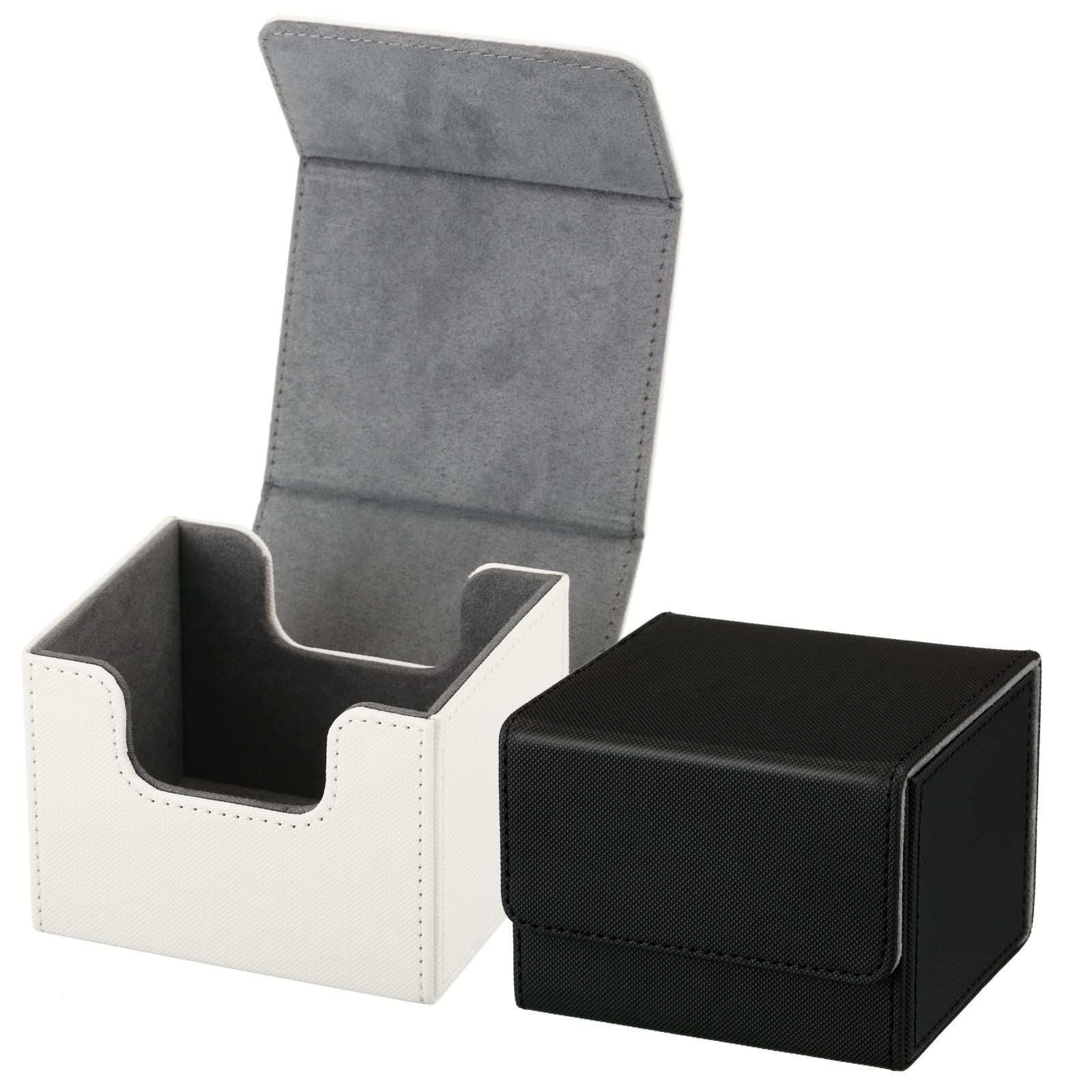 2 Boxes Leather Deck Card Boxes Large Sleeved Cards Deck Game Box for — image 1