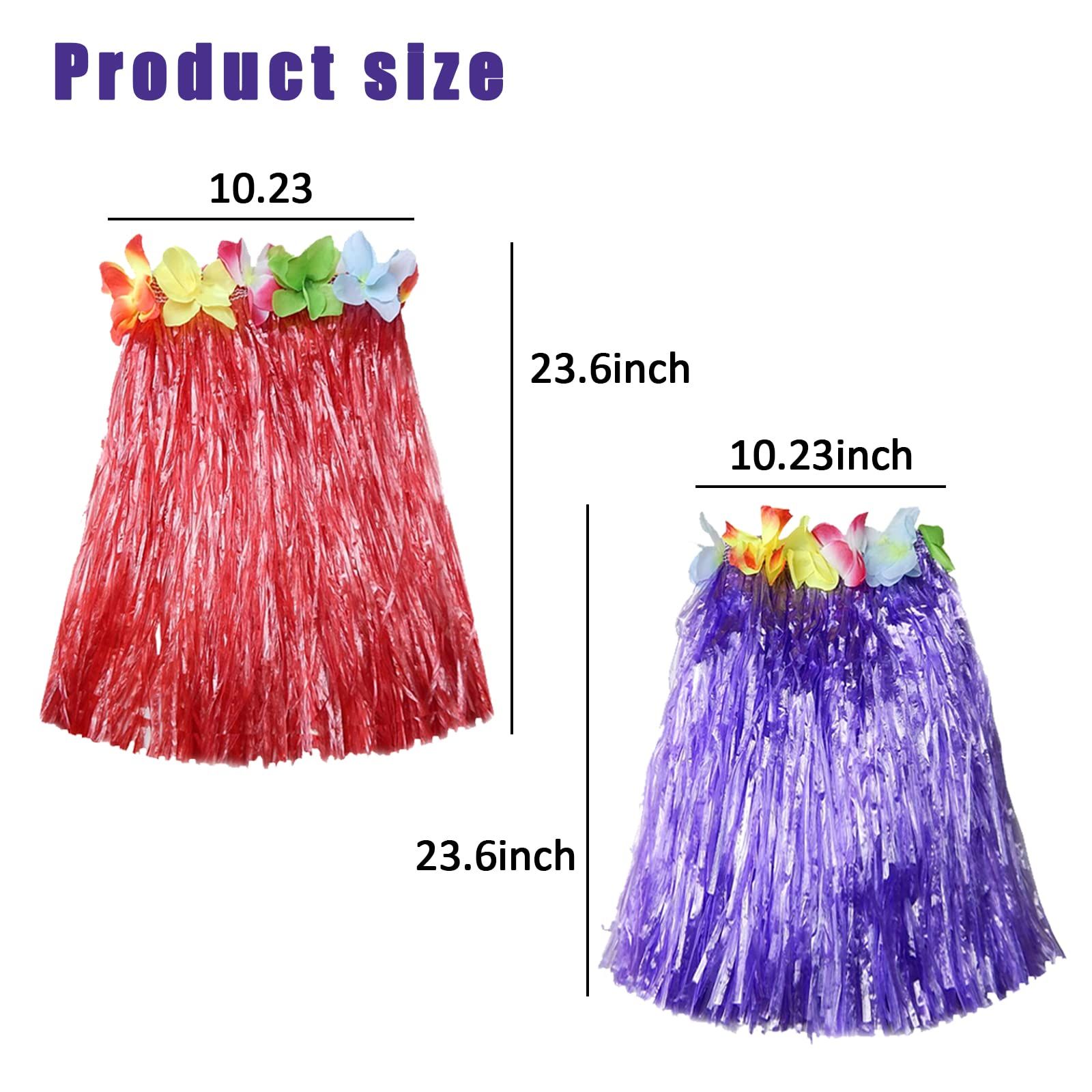 10pc Hawaiian Adult Luau Flowered Grass Skirt view 2
