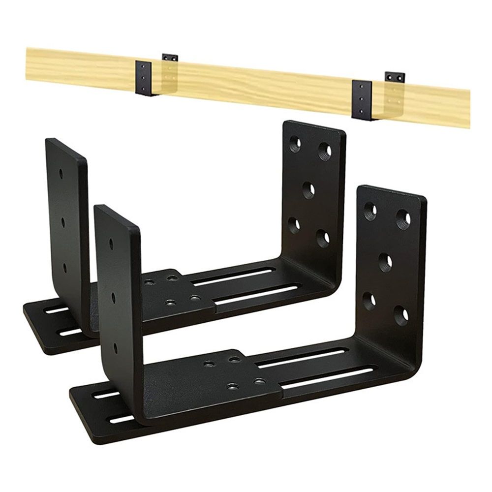 Adjustable Barricade Brackets (2pcs) - Drop Open Bar Holder for Security Door view 2