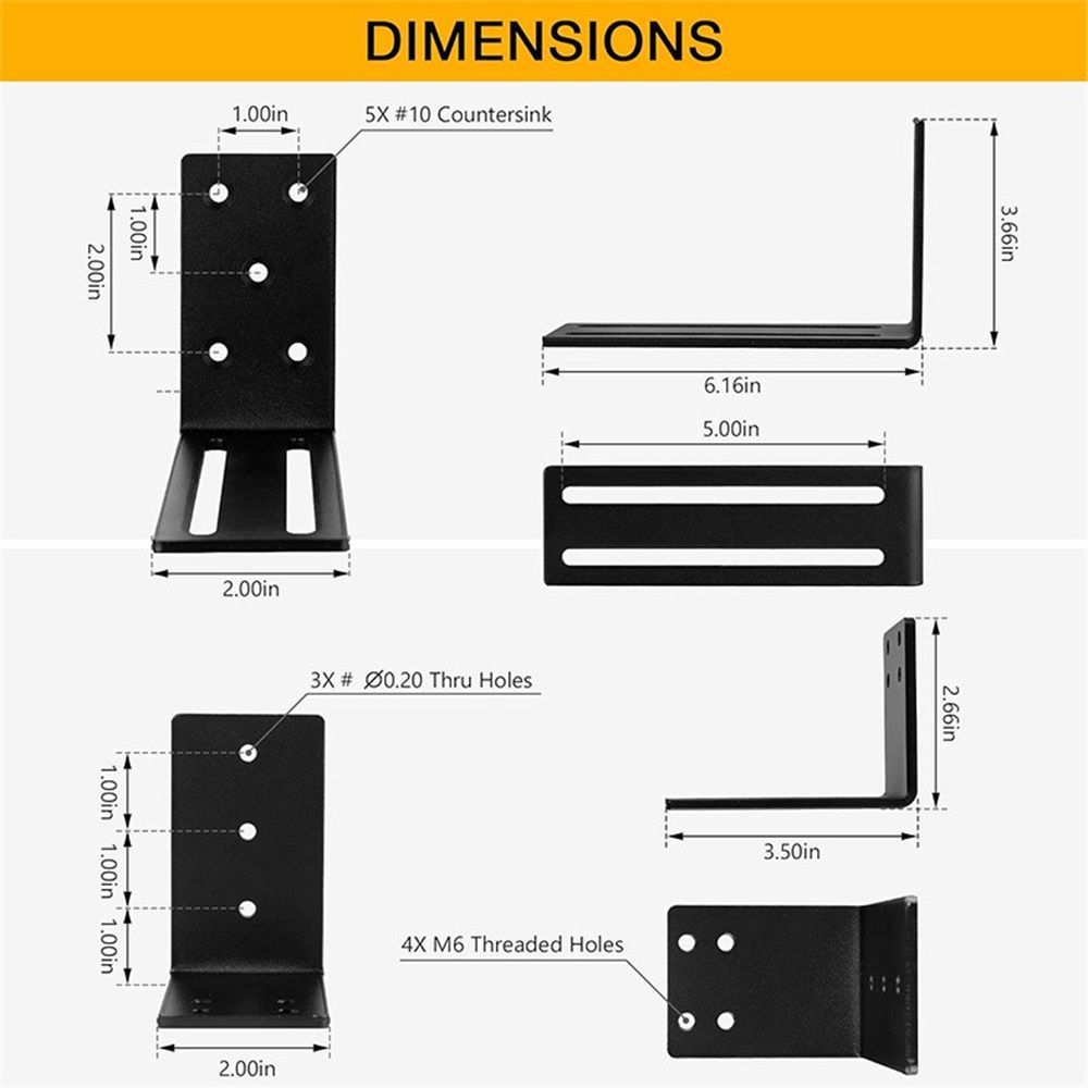 Adjustable Barricade Brackets (2pcs) - Drop Open Bar Holder for Security Door view 3