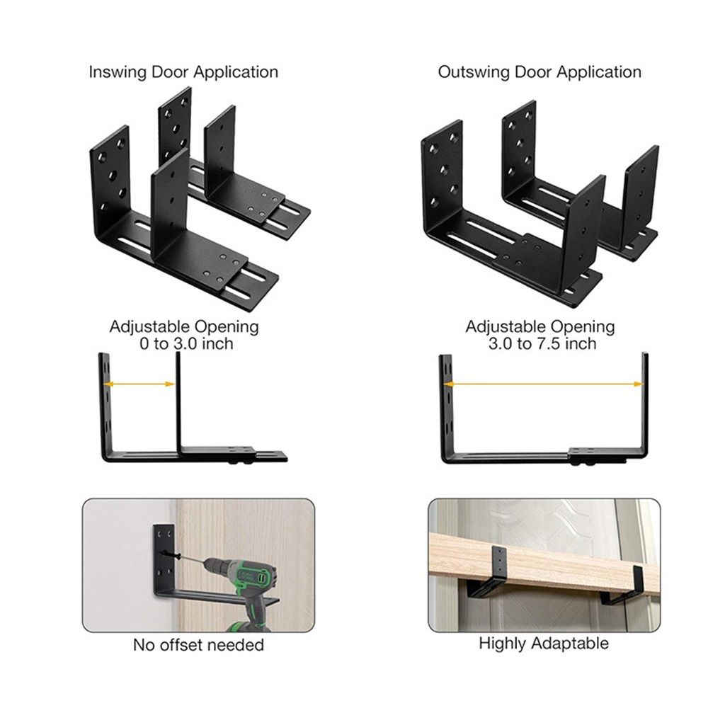 Adjustable Barricade Brackets (2pcs) - Drop Open Bar Holder for Security Door view 4