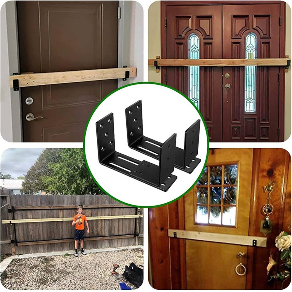 Adjustable Barricade Brackets (2pcs) - Drop Open Bar Holder for Security Door view 5