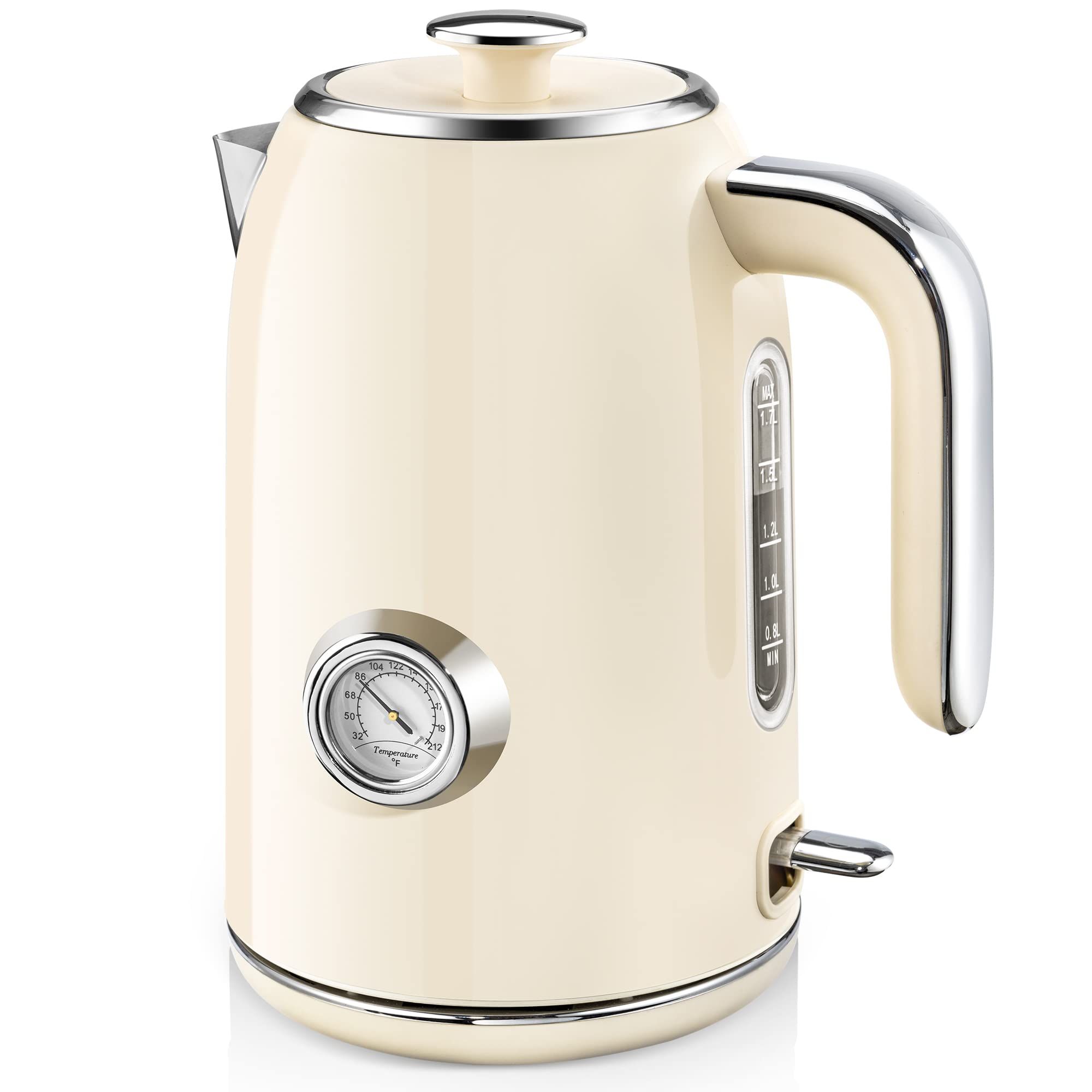Electric Kettle, 1.7L Stainless Steel Tea Kettle with Temperature Gauge, Water