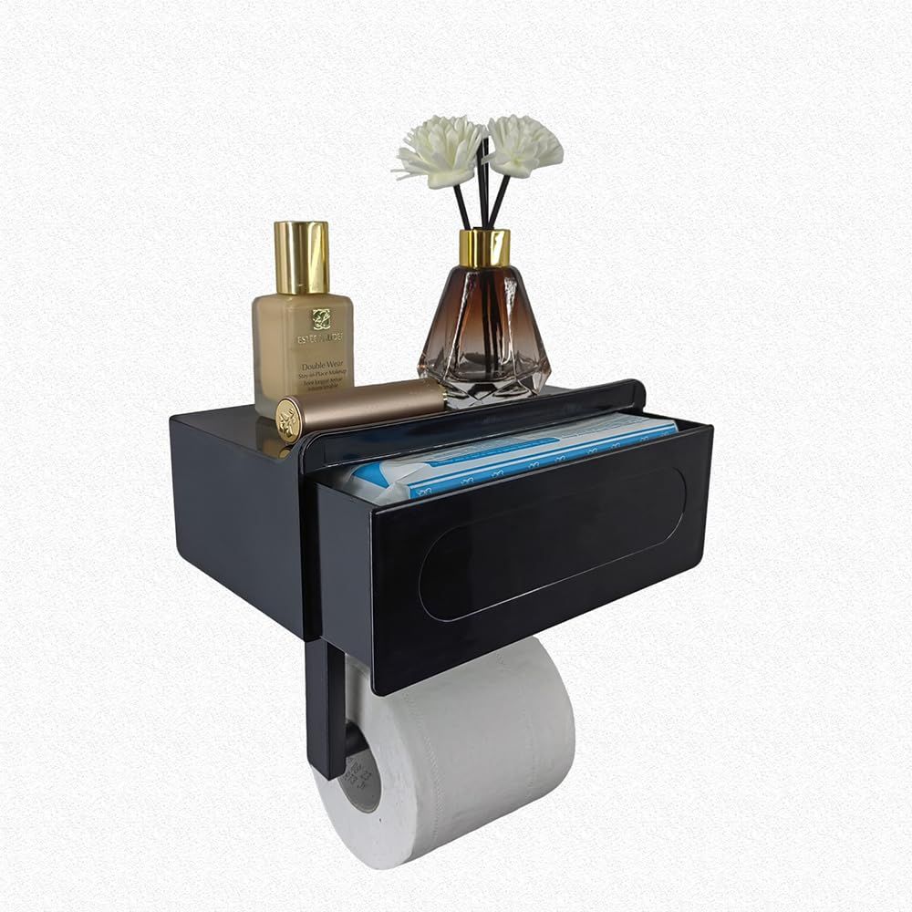Toilet Paper Holder with Built-in Storage Drawer