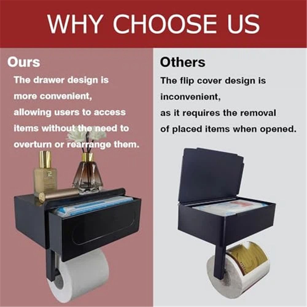 Toilet Paper Holder with Built-in Storage Drawer view 5