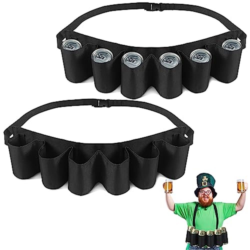 2 Pcs Beer Belt Holder for Men 6 Cans Beer Can Holder for Drinking Adjustable