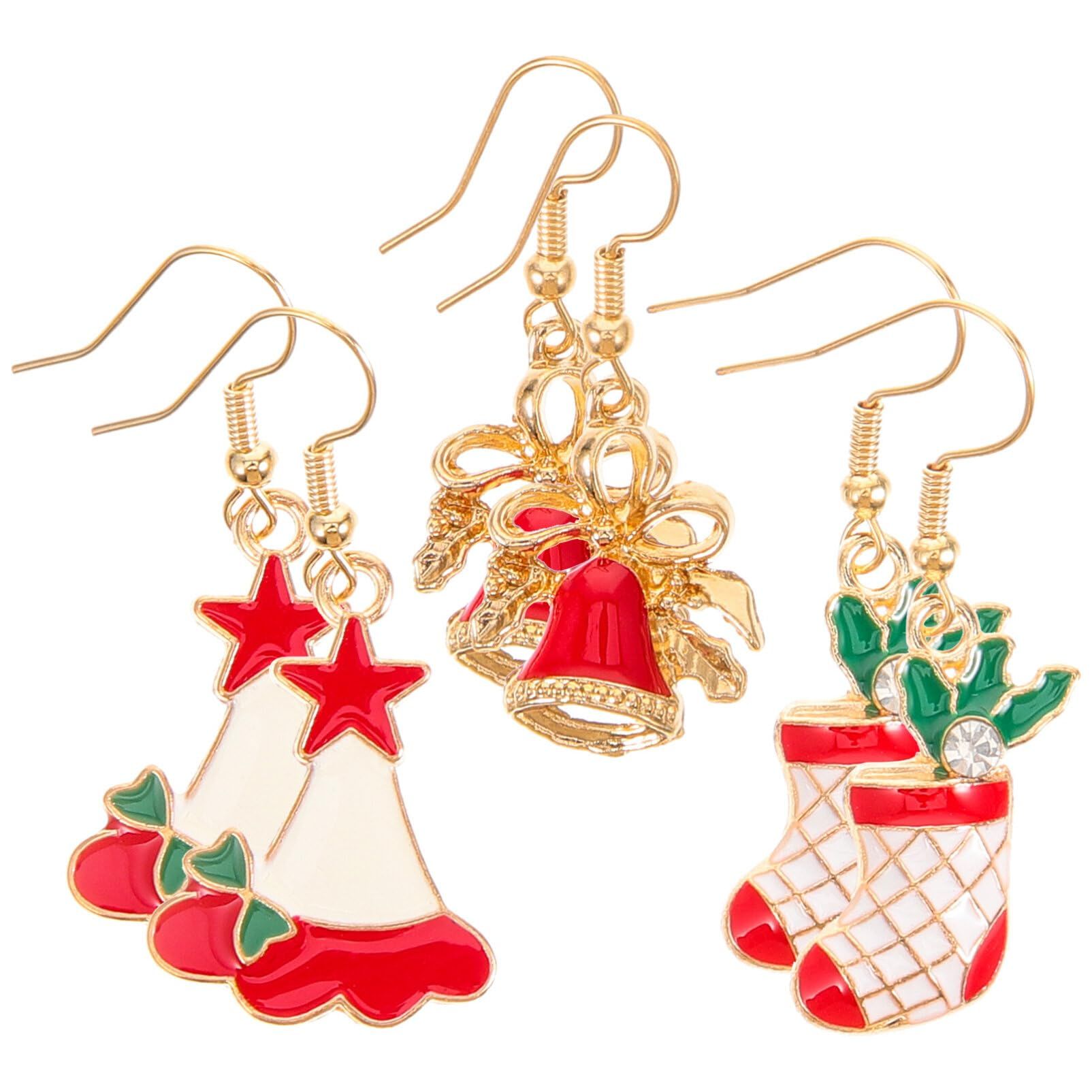 3 Pairs Drop Earrings Women Earrings Bell Earrings Christmas Earrings — image 1