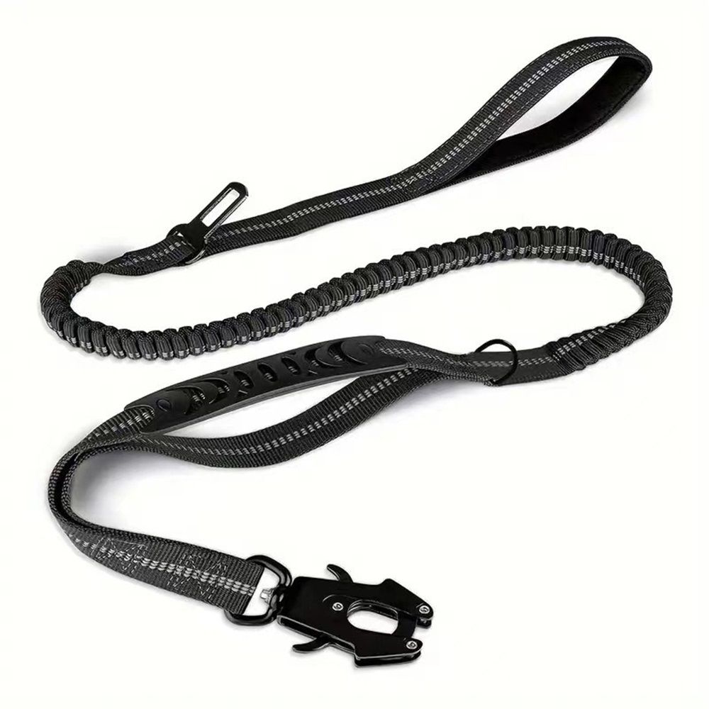 Dog Leash Heavy Duty, Shock Absorbing Bungee Lead with 2 Padded Handle, Metal