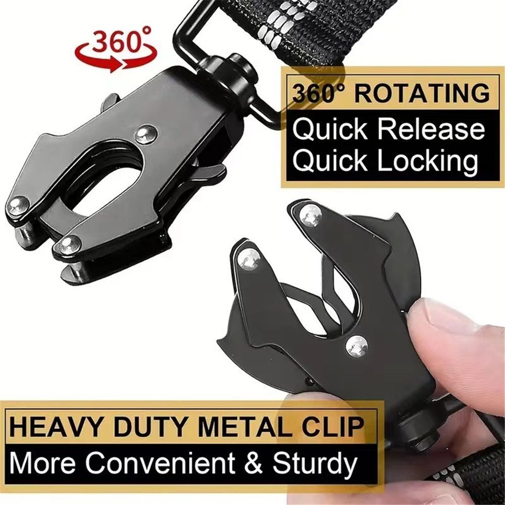 Dog Leash Heavy Duty, Shock Absorbing Bungee Lead with 2 Padded Handle, Metal view 3