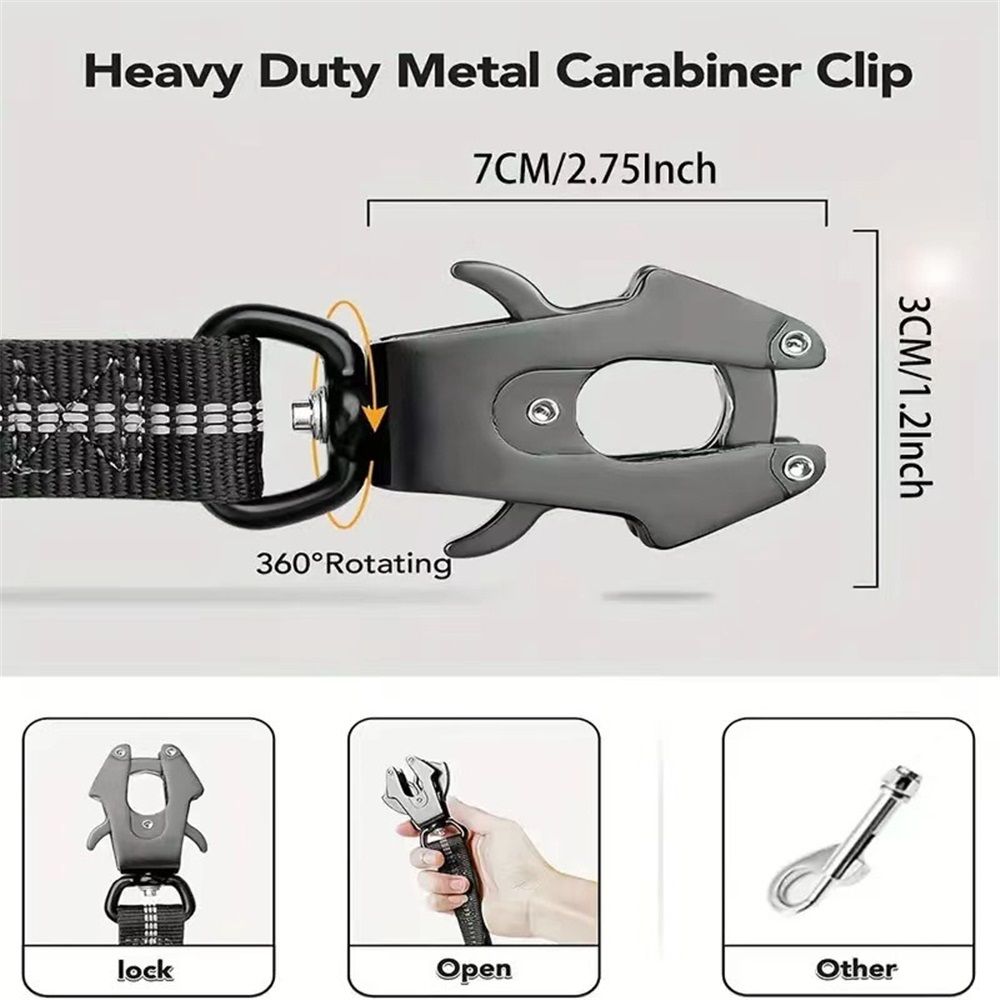 Dog Leash Heavy Duty, Shock Absorbing Bungee Lead with 2 Padded Handle, Metal view 5
