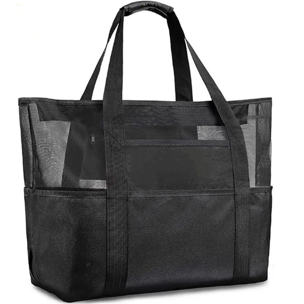 Black-color Mesh Beach Bag Family - Large Tote Bag for Cruise Pool Toys Beach