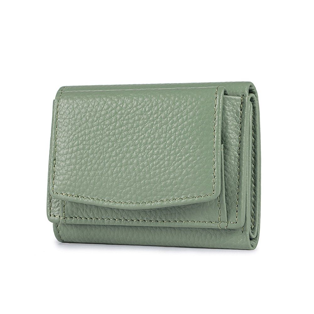 Small Leather Wallet for Women with Coin Pouch Compact Trifold Mini Pocket