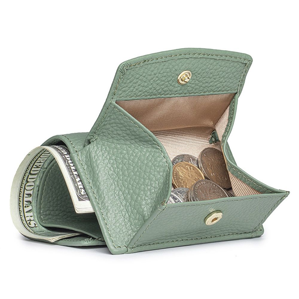 Small Leather Wallet for Women with Coin Pouch Compact Trifold Mini Pocket view 2