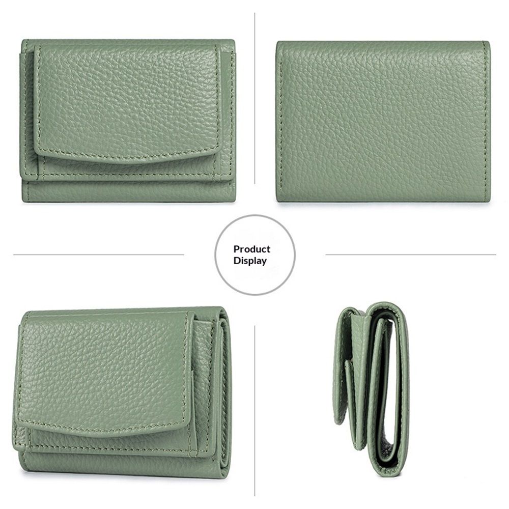 Small Leather Wallet for Women with Coin Pouch Compact Trifold Mini Pocket view 4