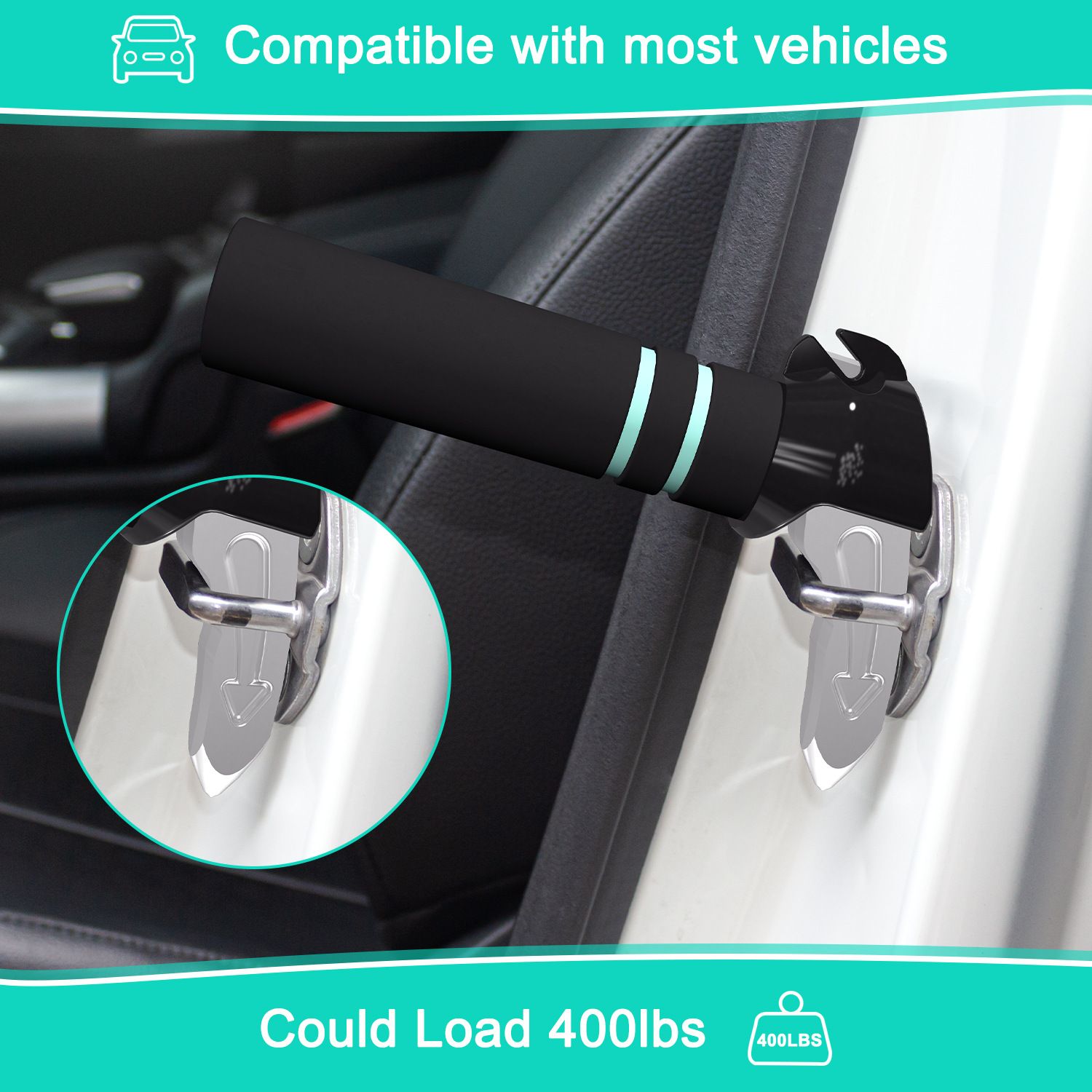 2 pack Car Door Handle for Elderly: Non-Slip Grip and Sturdy Assist Support view 3