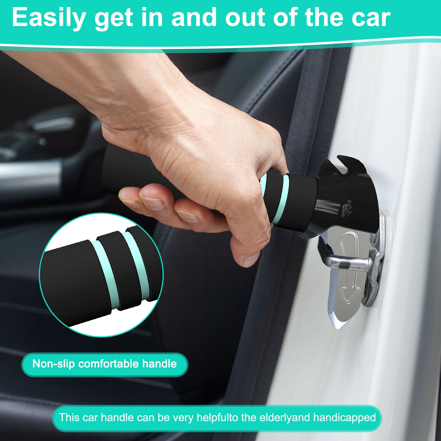 2 pack Car Door Handle for Elderly: Non-Slip Grip and Sturdy Assist Support view 5