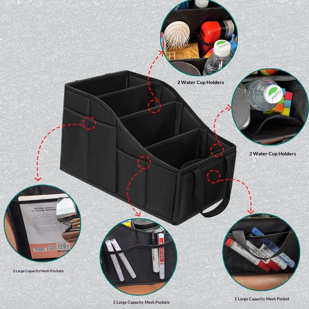 Car Seat Organizer Backseat Car Organizer with 4 Compartments view 2