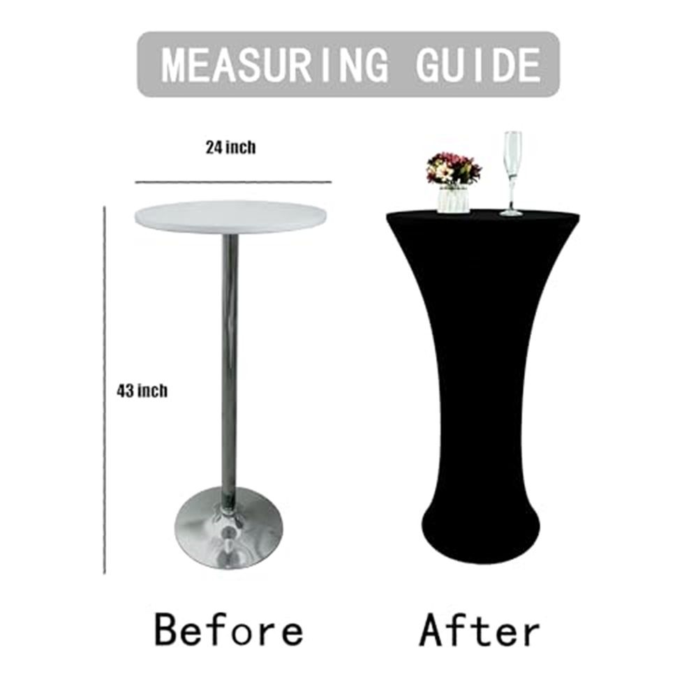 24x43 Inch Black Cocktail Table Cloth Fitted Round Bar Table Stretch Highboy view 2