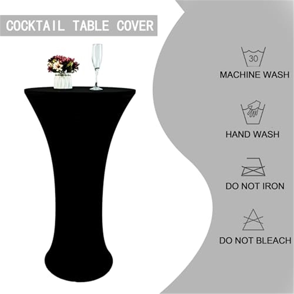 24x43 Inch Black Cocktail Table Cloth Fitted Round Bar Table Stretch Highboy view 3