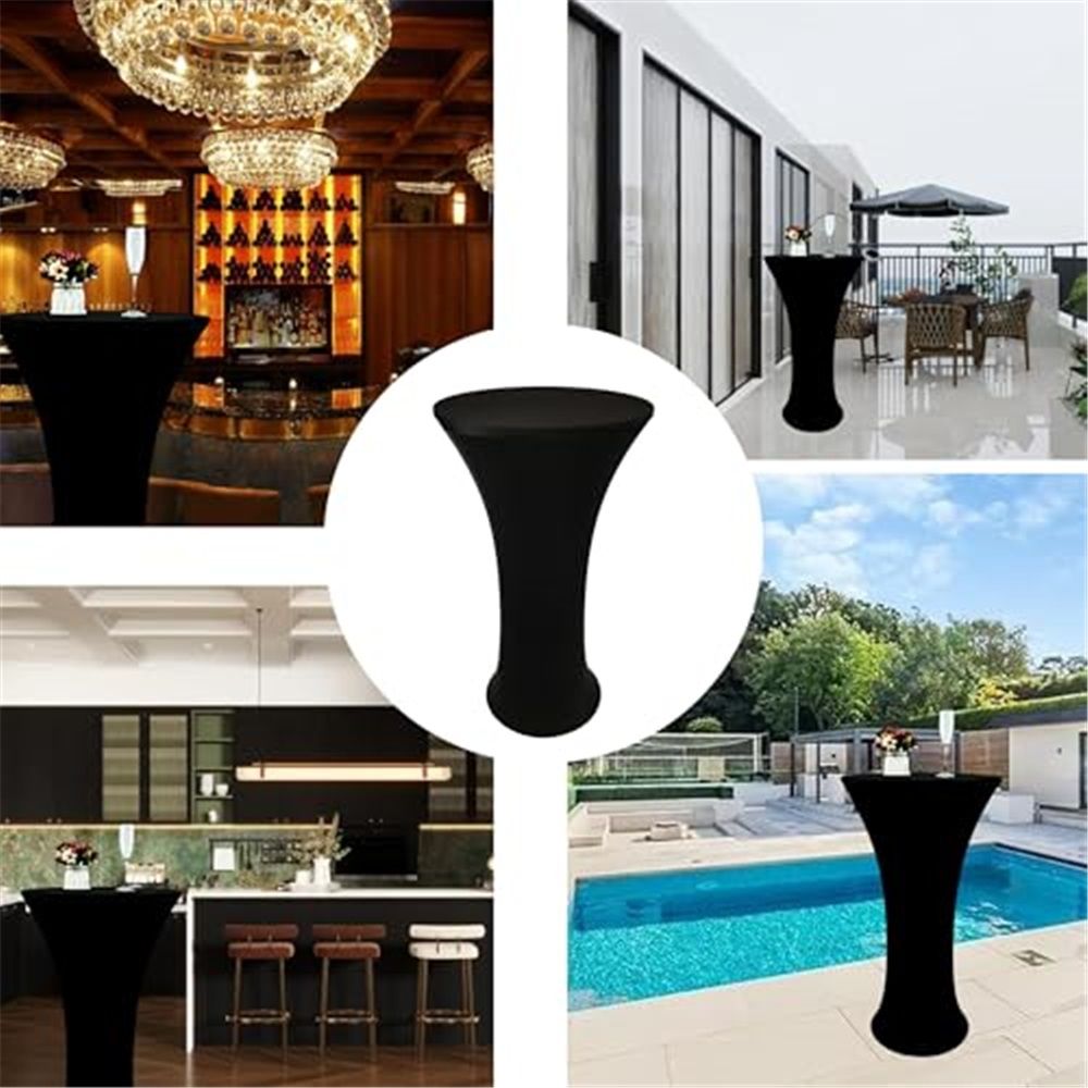 24x43 Inch Black Cocktail Table Cloth Fitted Round Bar Table Stretch Highboy view 5