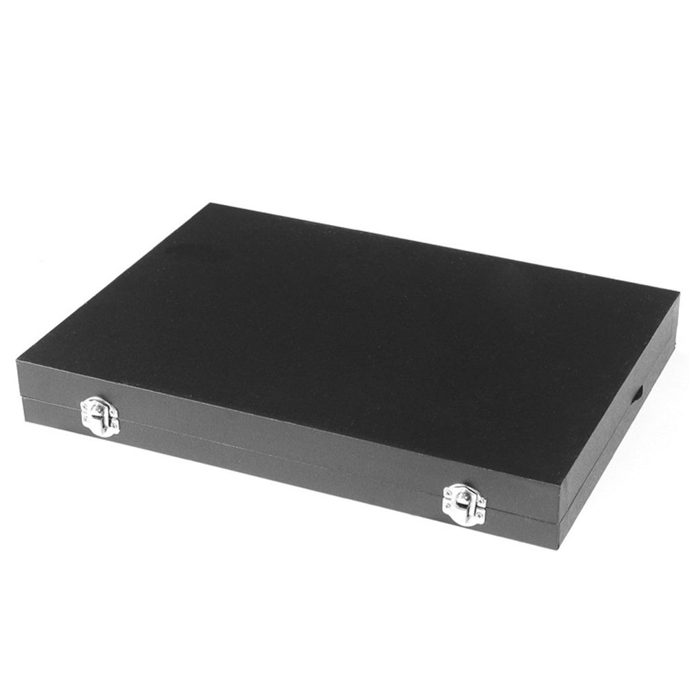 100 Slot Ring Holder Display Case - Black Jewelry Organizer with Transparent Lid view 2