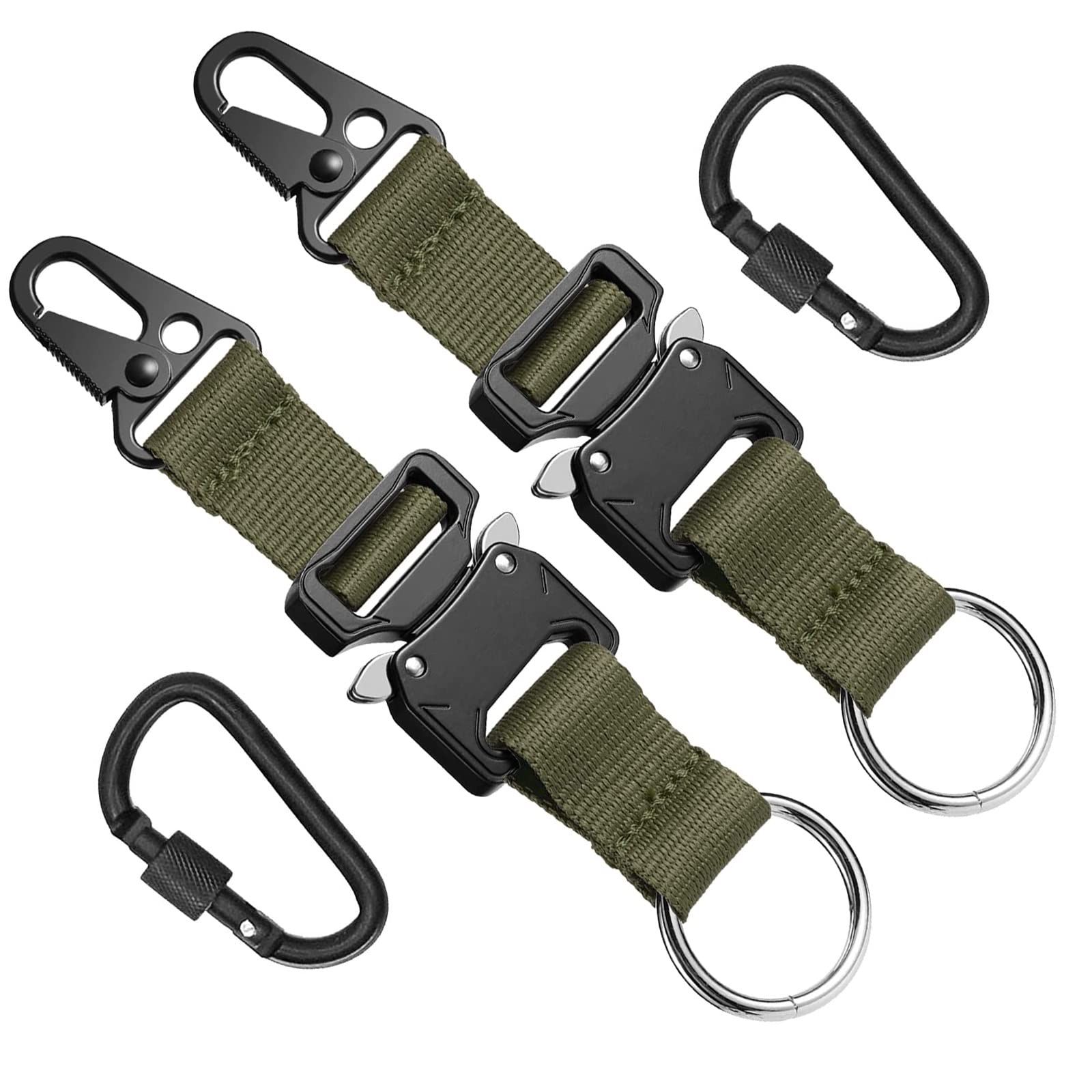 2 pack Keychain for Men with Quick Release Buckle Gear Clips with Clip and