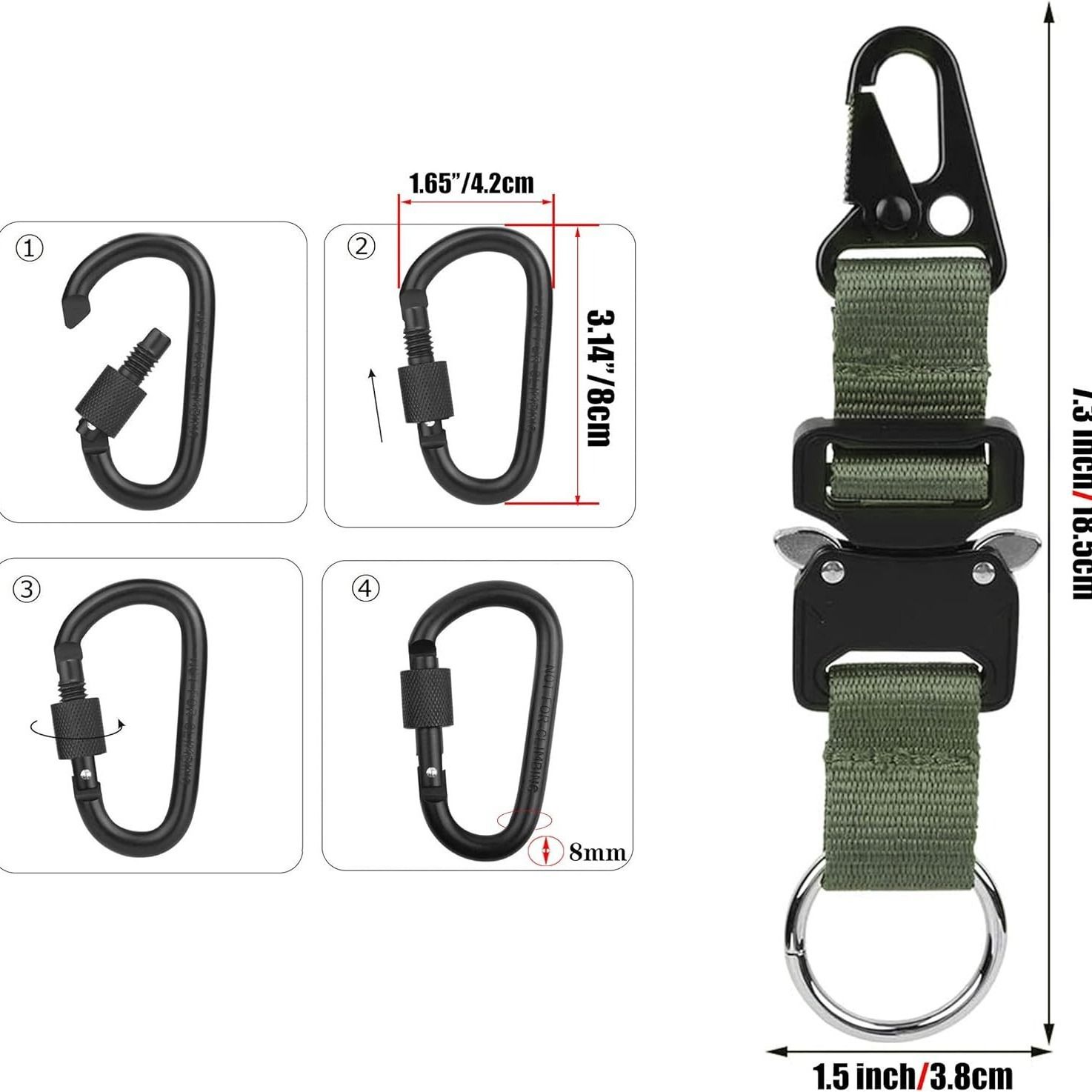 2 pack Keychain for Men with Quick Release Buckle Gear Clips with Clip and view 3