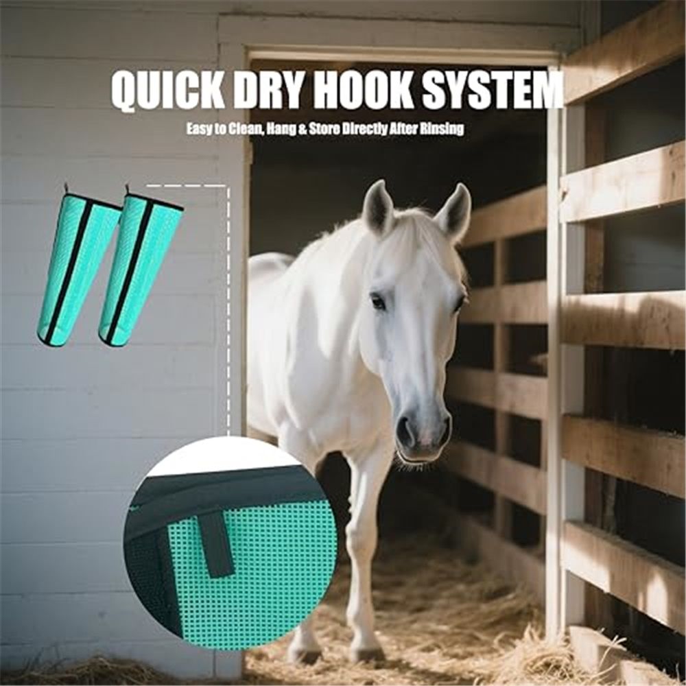 Horse Fly Boots Set of 4 - Non-Slip Leg Guards Extra Tough Mesh Ventilated view 3
