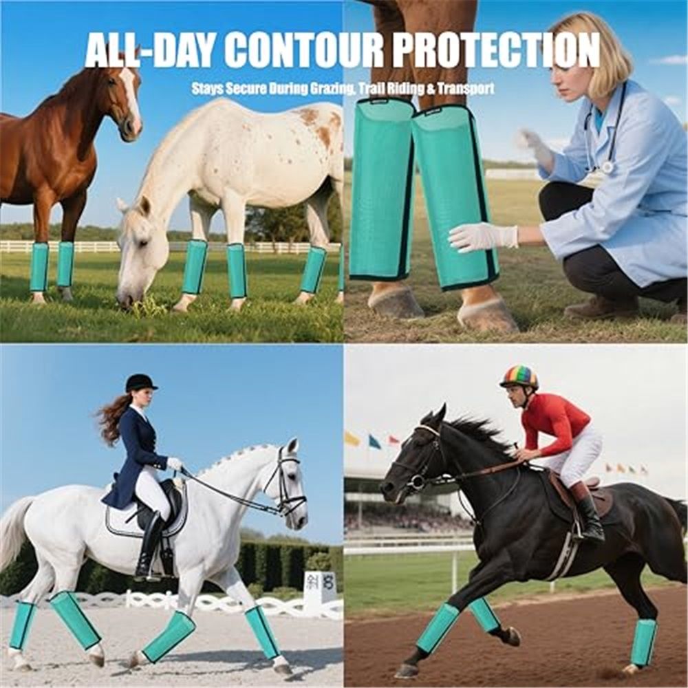 Horse Fly Boots Set of 4 - Non-Slip Leg Guards Extra Tough Mesh Ventilated view 4