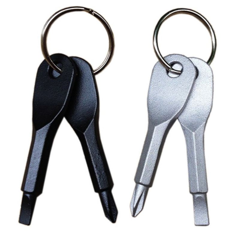 2 Pcs Portable Keychain Screwdriver Set