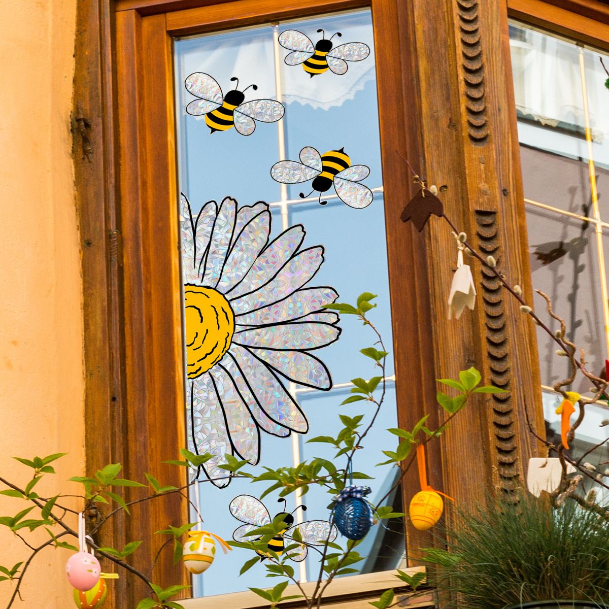 Sunflower and Bee Window Clings - Anti-Collision Window Sticker view 2