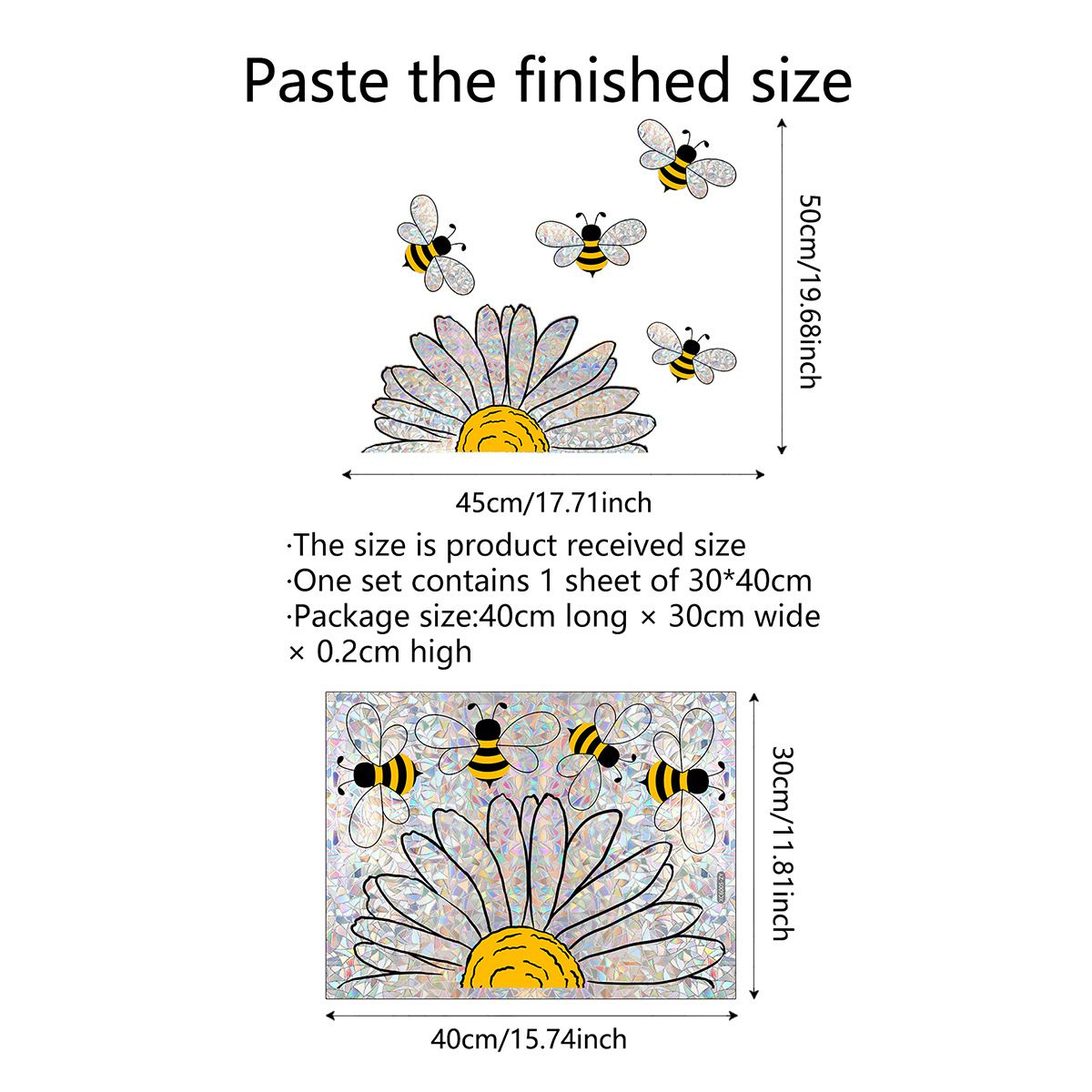 Sunflower and Bee Window Clings - Anti-Collision Window Sticker view 5