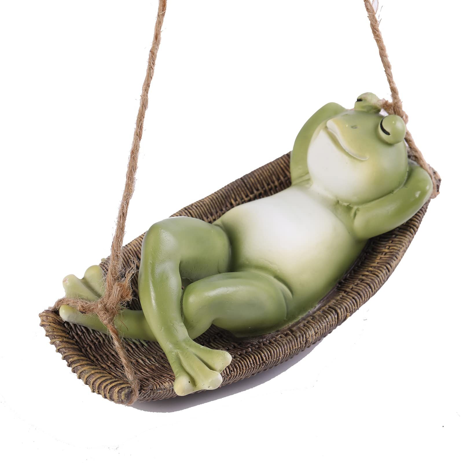 Frog Statues for Garden Outdoors Hanging Sleeping Frog Sculptures Swing Home