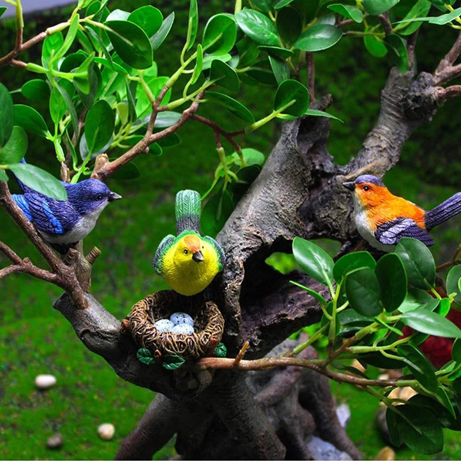3PC Resin Fake Birds Figurines Home Decor Garden Resin Bird Decorations for — image 1