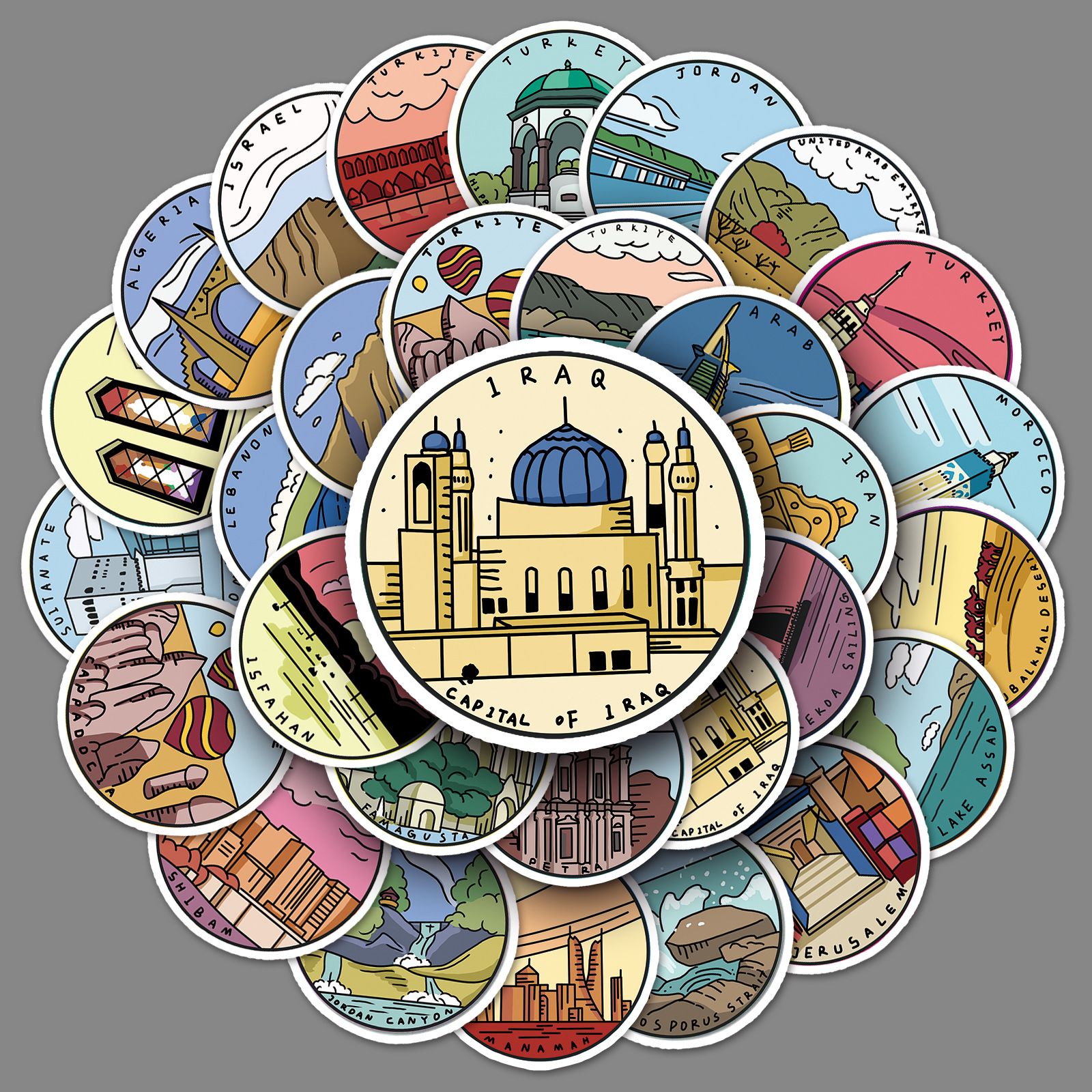Middle East Famous Buildings Stickers |50Pcs Middle East Places of Interest — image 1