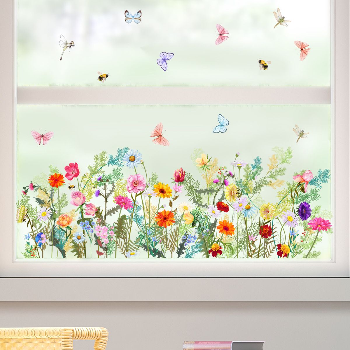 Grass Wall Corner Stickers Flowers Butterflies Baseboard Skirting Line Wall view 5