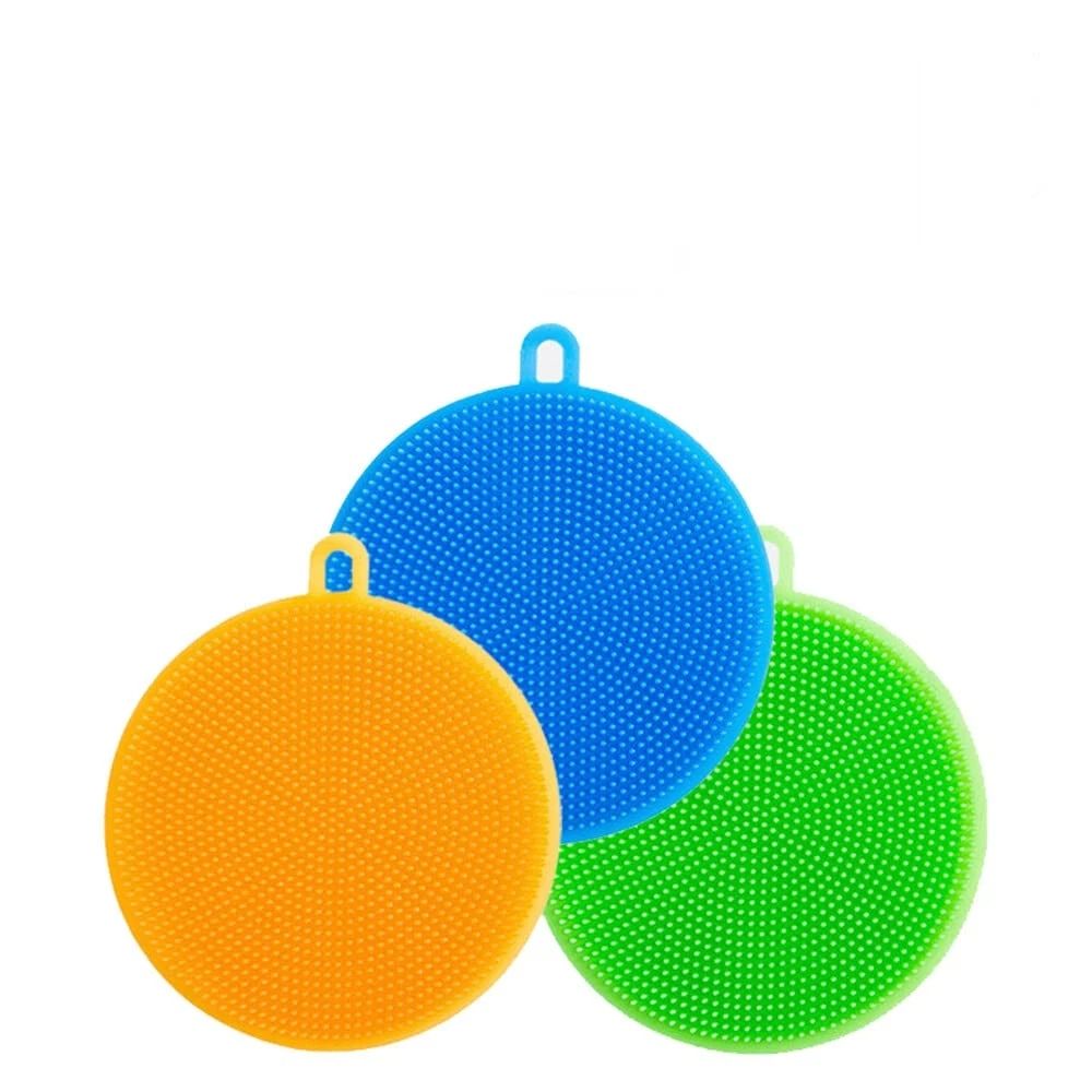 "4PCS Color random Silicone Scrubber Brush Dish Wash Cloth Dirt Cleaning for — image 1