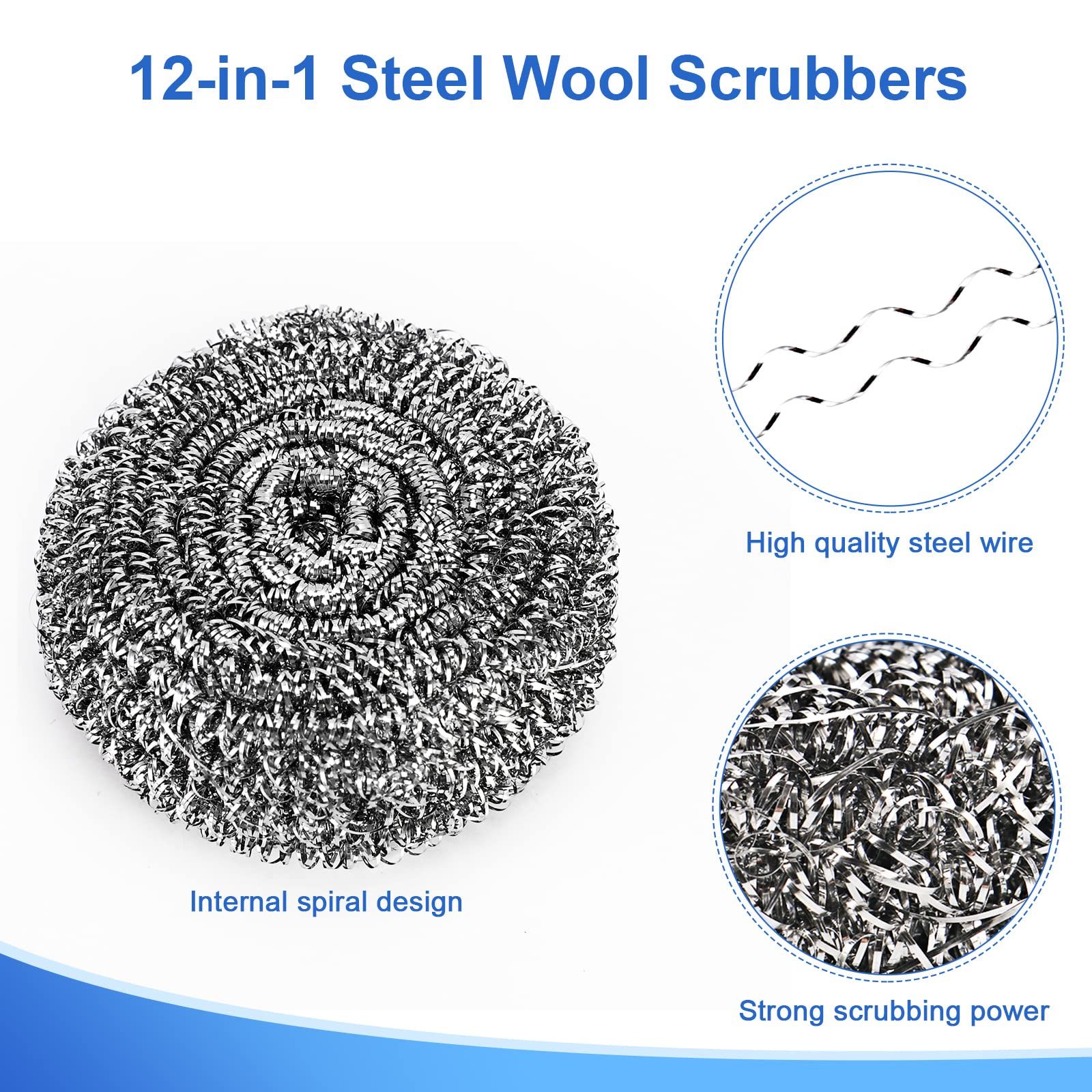 3 Pack Stainless Steel Wool Scrubber view 5