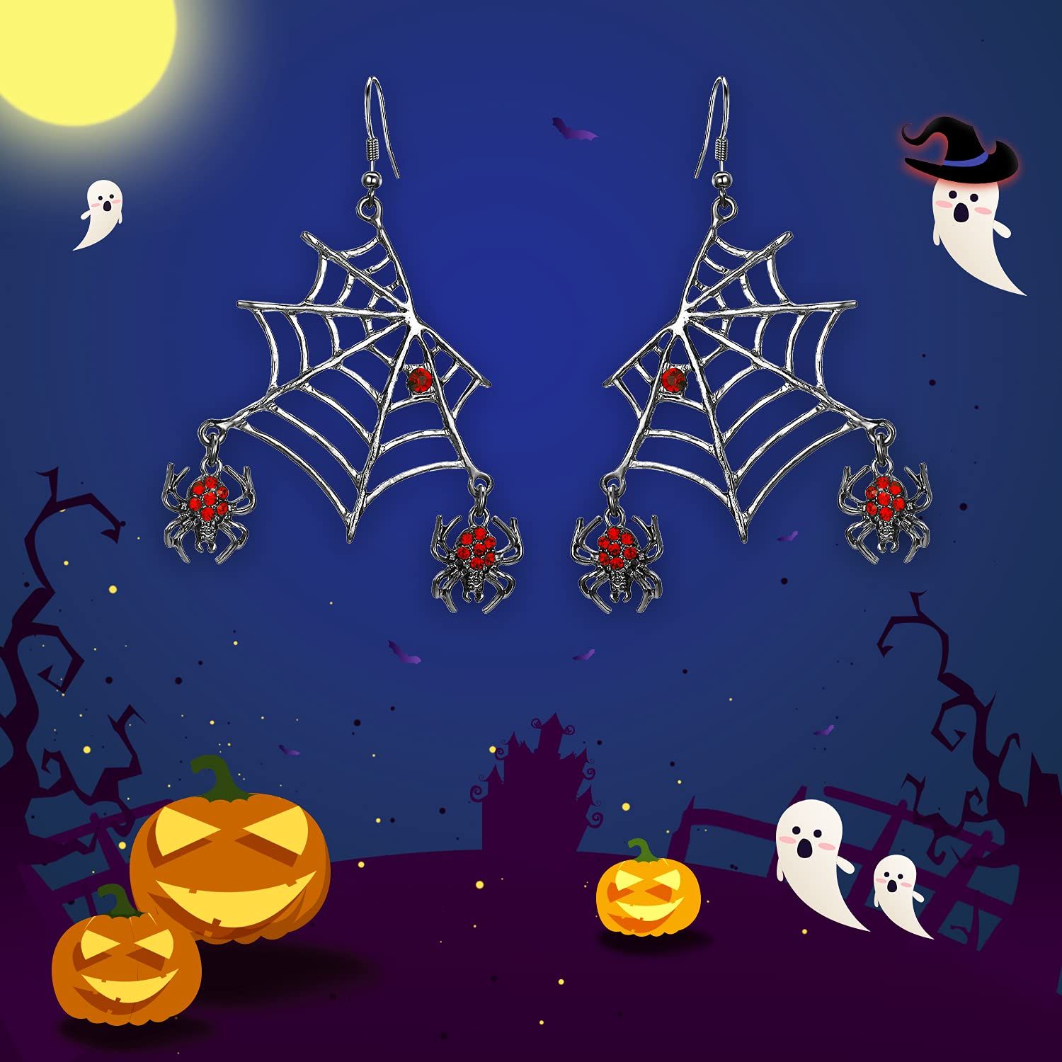 Miraculous Halloween Jewelry Austrian Crystal Vivid Spider Hollow Web Animal view 2