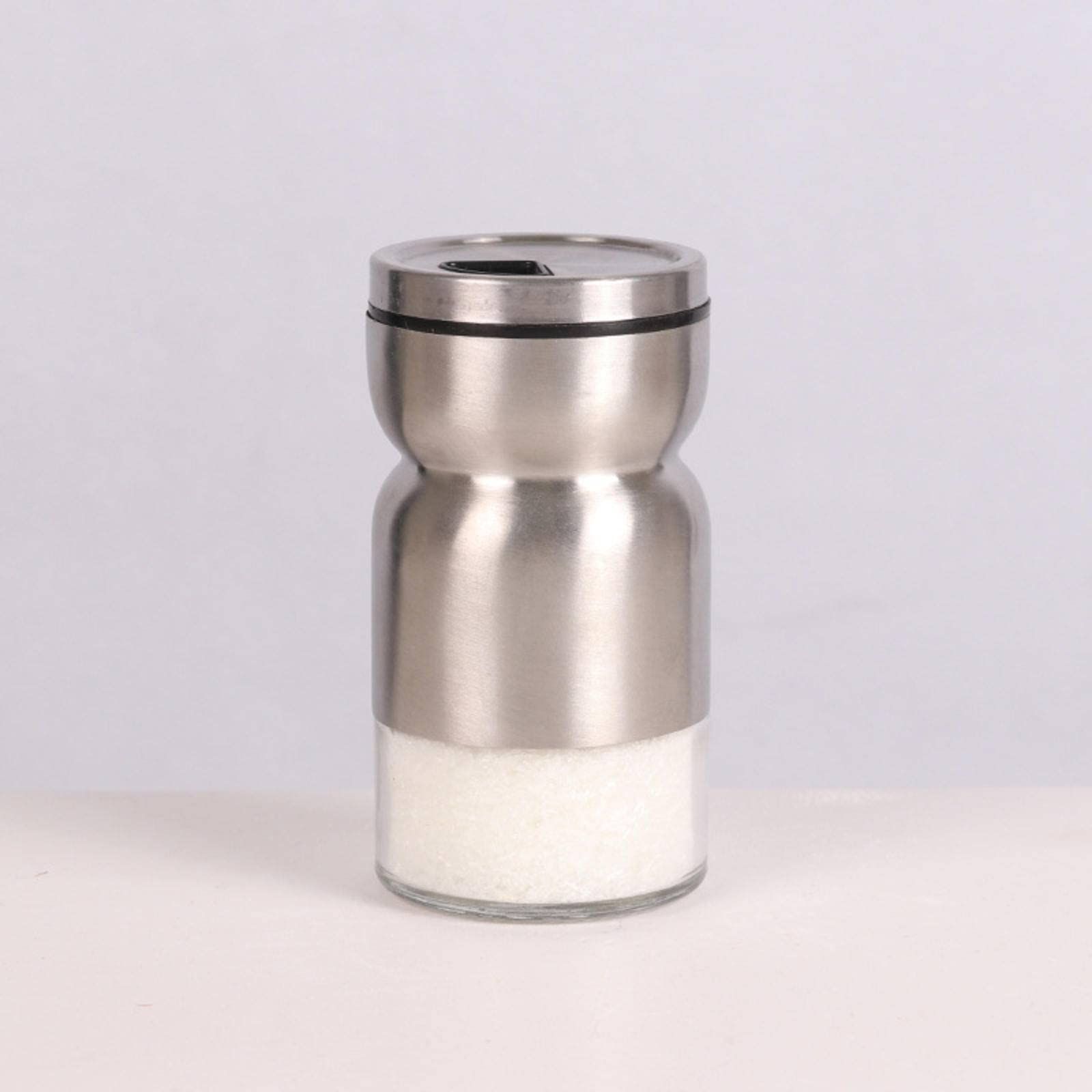 Glass & Metal Salt and Pepper Shaker - Stainless Steel Salt And Pepper Glass view 2
