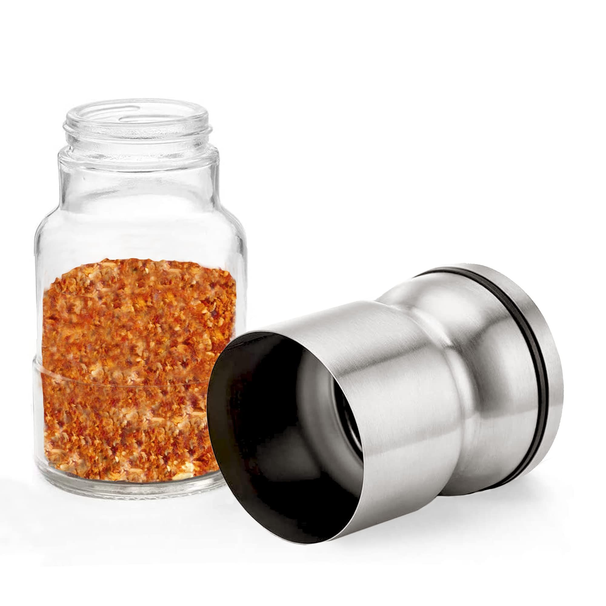 Glass & Metal Salt and Pepper Shaker - Stainless Steel Salt And Pepper Glass view 3