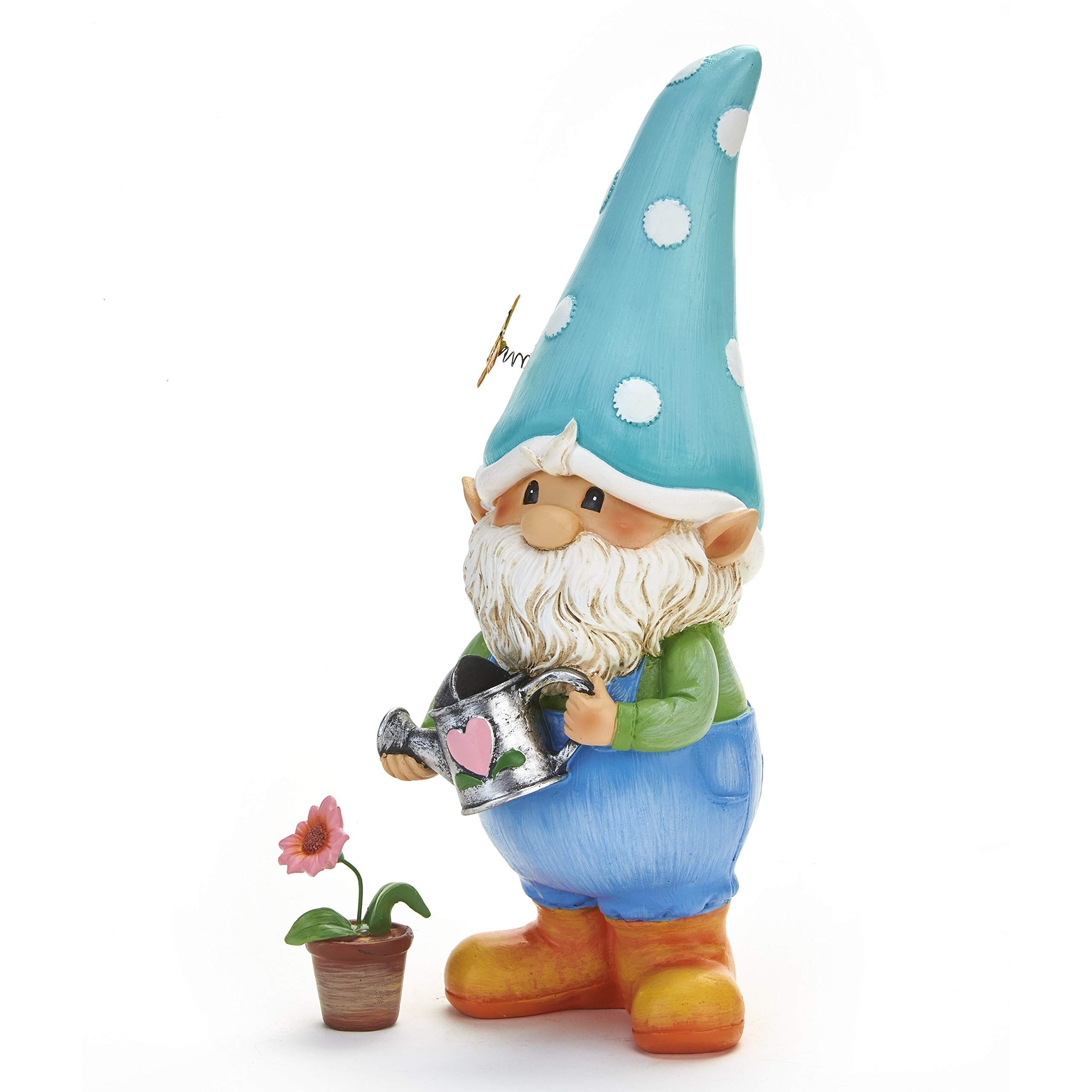 Gnorm the Garden Gnome Decorative Lawn Statue with Flower Pot A yard gnome is view 3