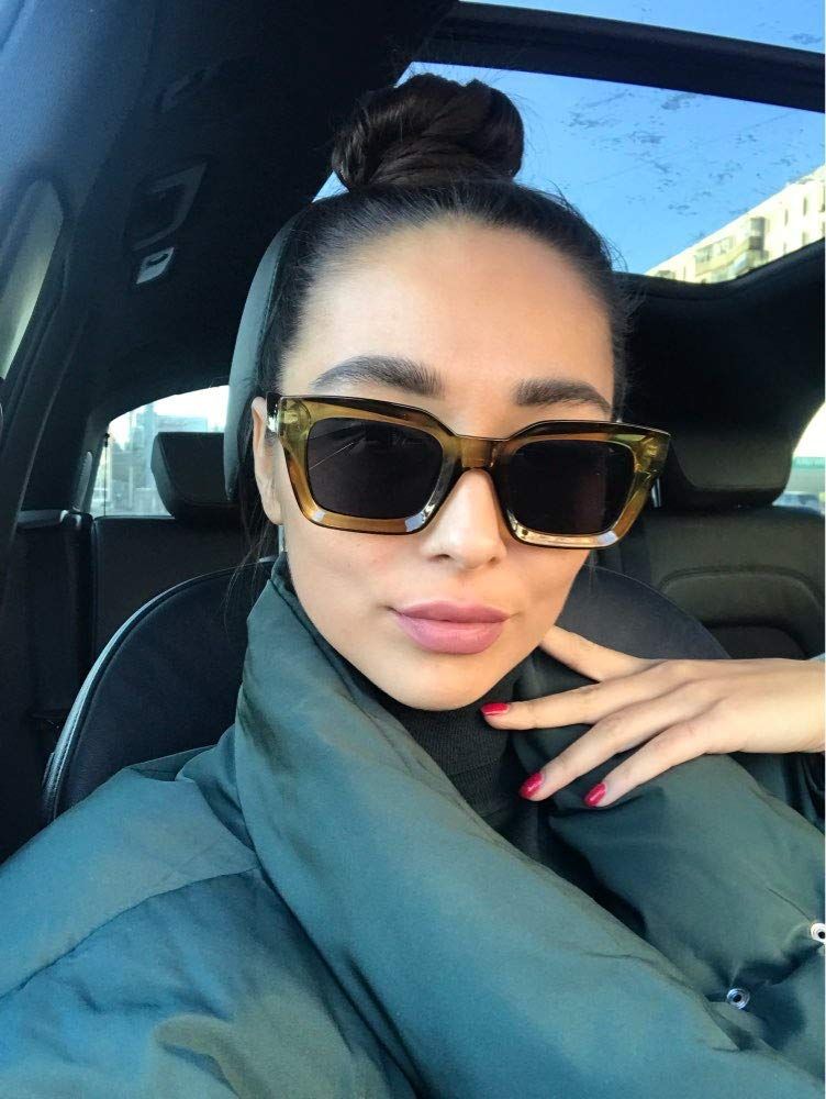 Classic Women Sunglasses Fashion Thick Square Sun Glasses Chunky Frame anti view 5