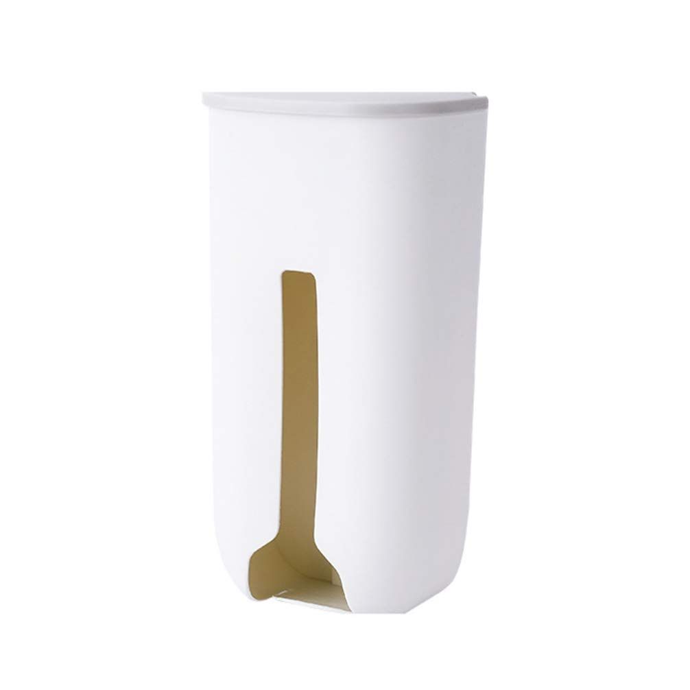 White Grocery Bag Dispenser Wall Mounted Folding Bag Saver Organizer Plastic — image 1
