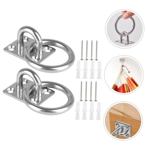 2pcs Fixed Square Door Catch Stainless Steel Eye Plate Hammock Hooks Pad Eye view 4