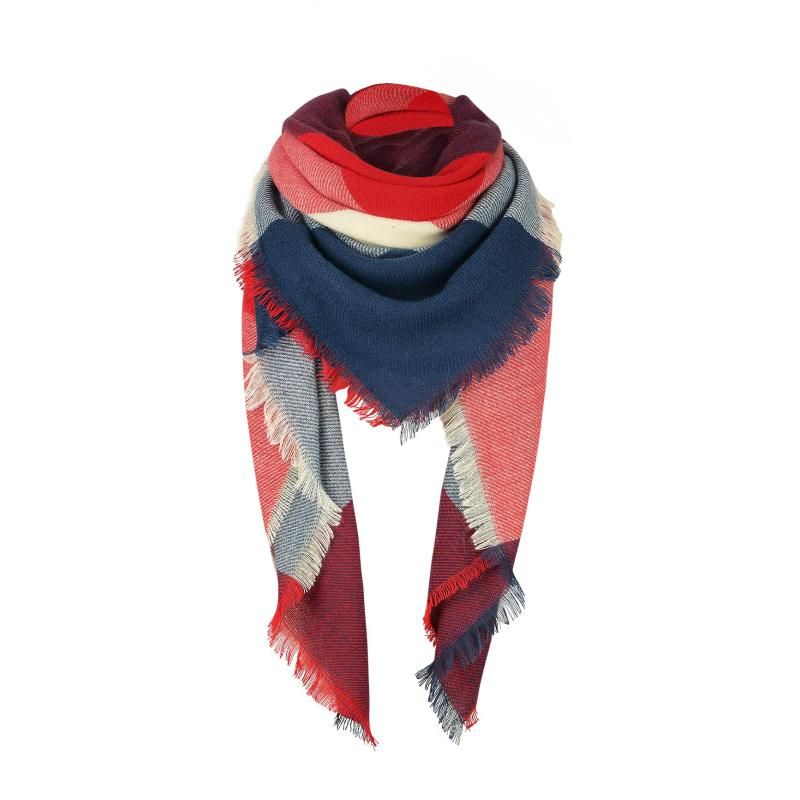 Womens Fall Winter Scarf Plaid Tassel Soft Warm Blanket Scarves Womens Shawl