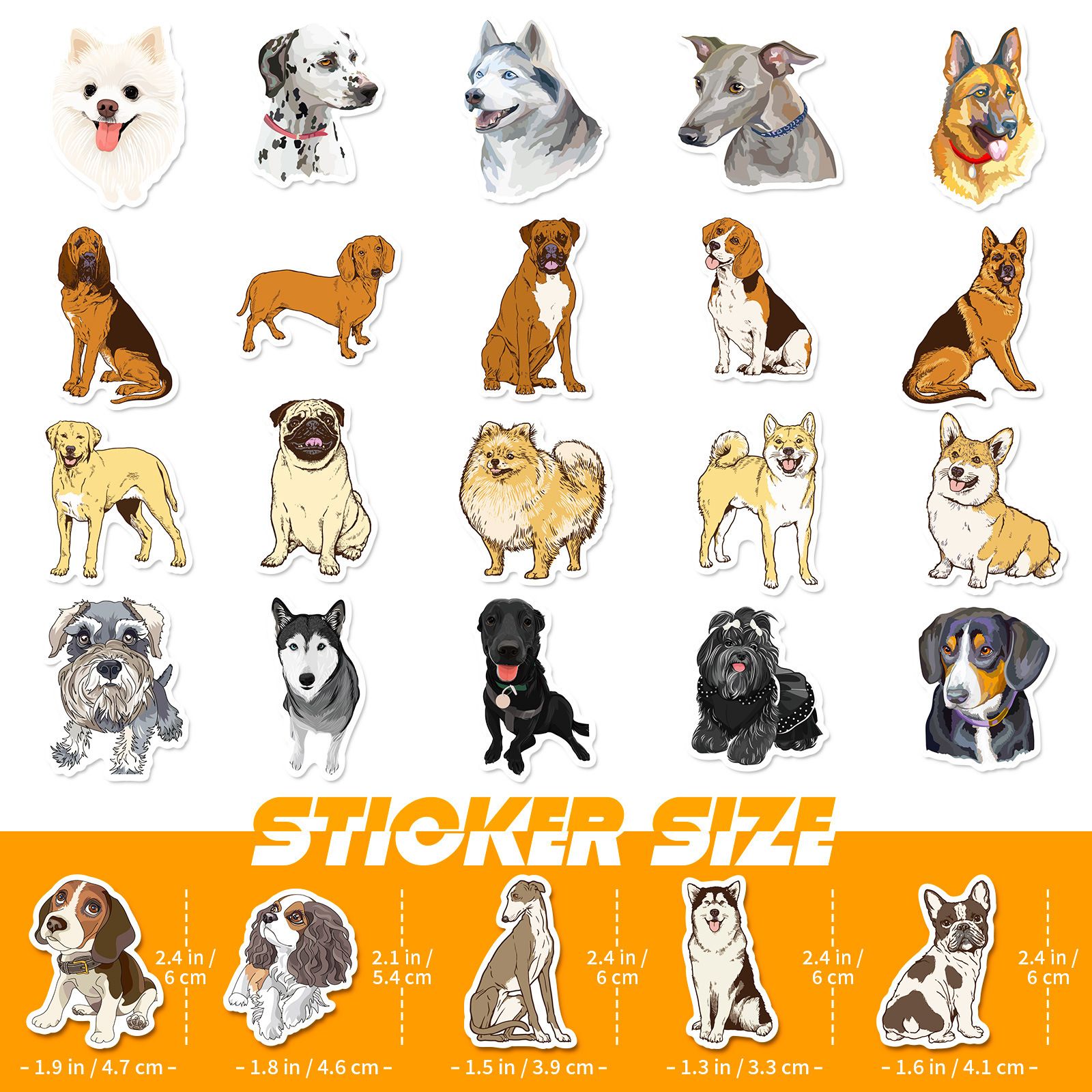 50Pcs Cute Dog Stickers for Kids Vinyl Dog Stickers for Water Bottles Laptop view 2