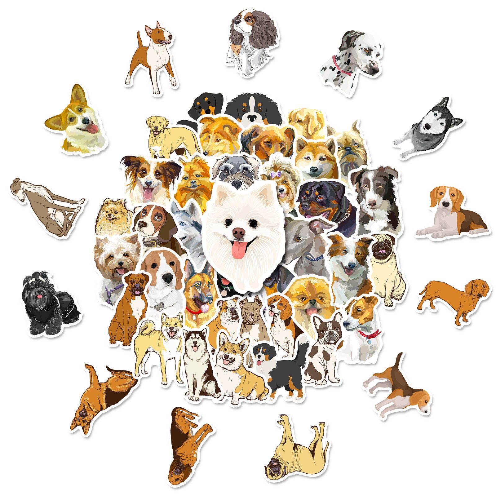 50Pcs Cute Dog Stickers for Kids Vinyl Dog Stickers for Water Bottles Laptop view 3